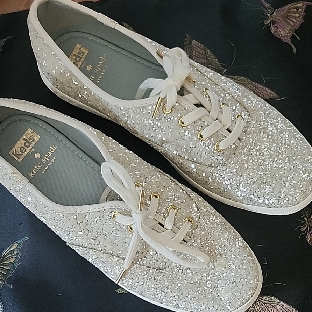Kate Spade Silver Glitter Sneakers